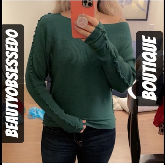 ☃️BOGO50%☃️ 🆕🖤ALLIE ROSE: BLACK Ribbed Back Button Down Frilly Arm Sweater SMALL - Picture 11 of 11